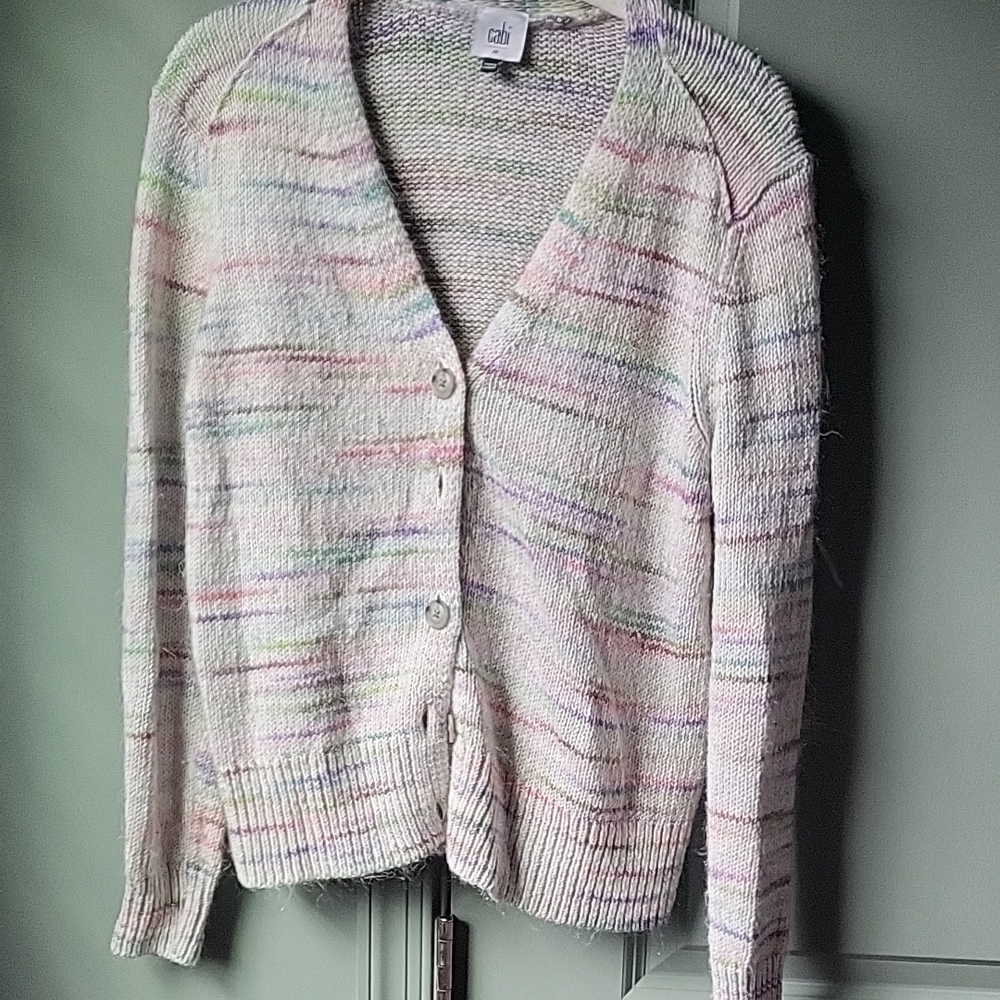 Cabi Pastel Striped Cardigan Sweater
